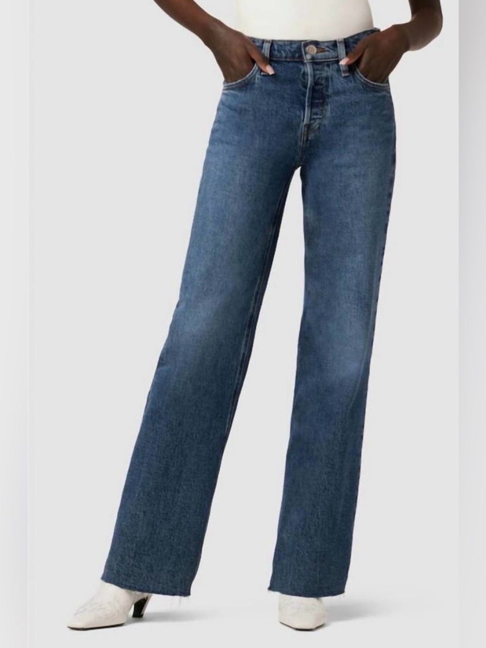 NWT HUDSON rosie high-rise wide leg jean in apollo, Raw Hem, Size 25